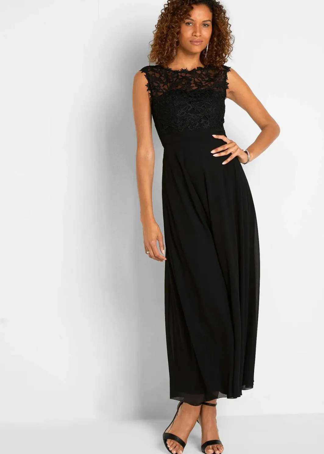 Damen bonprix Kleider|Festliche Mode|Maxikleid mit Spitze
