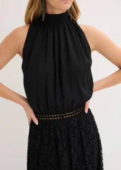 Damen bonprix Bekleidung·Pullover & Strickjacken|Festliche Mode|Maxikleid mit Spitzen-Rock