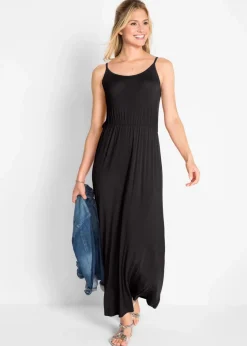 Clearance Maxikleid, tailliert aus fließendem Viskose Mix Damen Kleider