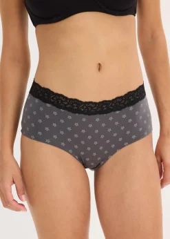 Damen bonprix Wäsche·Baumwollunterwäsche|Wäsche·Höschen|Maxipanty mit Spitze mit Bio-Baumwolle (4er Pack)
