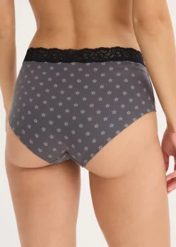 Damen bonprix Wäsche·Baumwollunterwäsche|Wäsche·Höschen|Maxipanty mit Spitze mit Bio-Baumwolle (4er Pack)