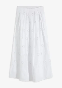 Damen bonprix Nachhaltigere Materialien|Röcke|Maxirock aus Bio-Baumwolle mit Lochstickerei