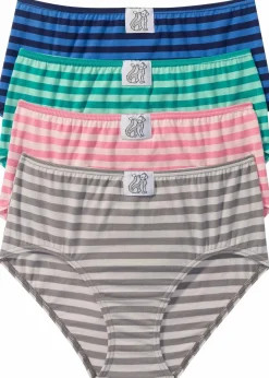 Damen bonprix Höschen|Baumwollunterwäsche|Maxislip (4er Pack)