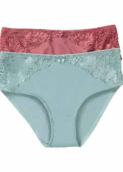 Damen bonprix Nachhaltigere Materialien|Höschen|Maxislip mit Spitze (2er Pack)