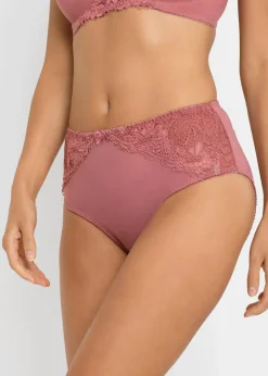 Damen bonprix Nachhaltigere Materialien|Höschen|Maxislip mit Spitze (2er Pack)