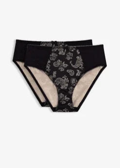 Damen bonprix Wäsche·Dessous|Wäsche·Höschen|Maxislip mit zarter Spitze (2er Pack)
