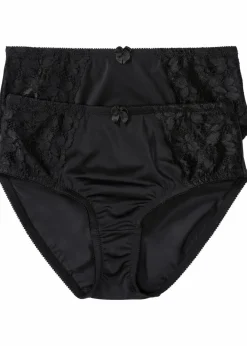 Damen bonprix Nachhaltigere Materialien|Höschen|Maxislip mit zarter Spitze (2er Pack)
