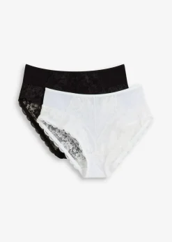 Damen bonprix Wäsche·Dessous|Wäsche·Höschen|Maxislip mit zarter Spitze (2er Pack)