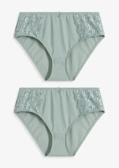 Damen bonprix Nachhaltigere Materialien|Höschen|Maxislip mit zarter Spitze (2er Pack)
