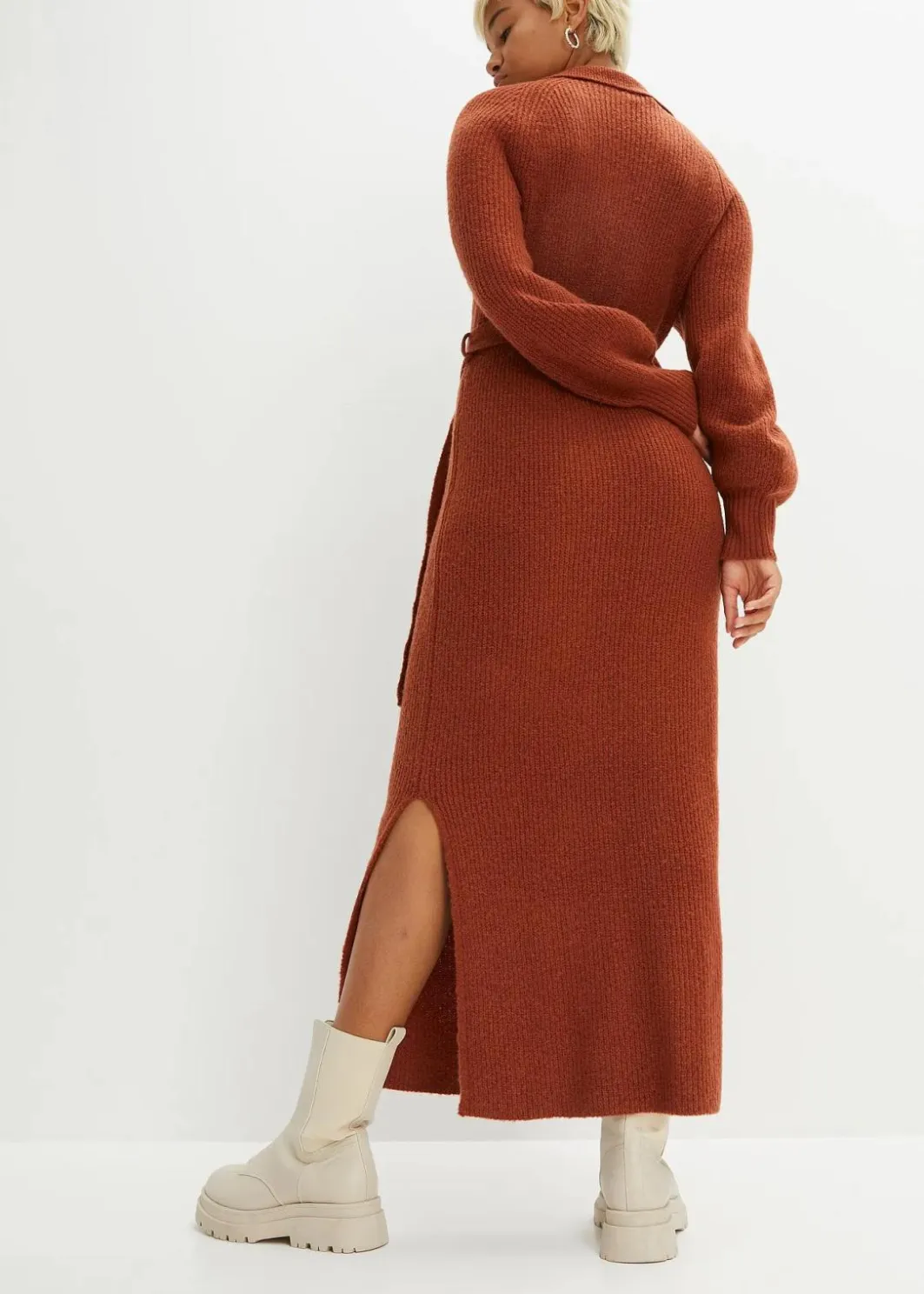Damen bonprix Bekleidung·Umstandsmode|Strickmode|Maxi-Strickkleid mit Gürtel (2-tlg. Set)