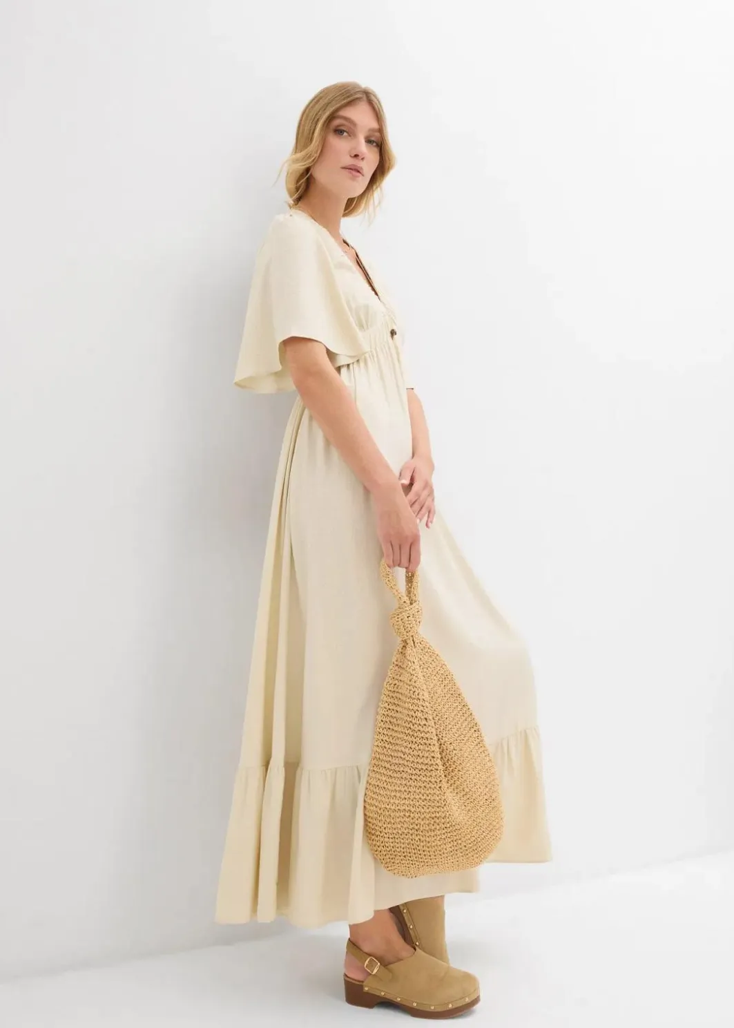 Best Maxi-Stufenkleid aus fließender Viskose Damen Bekleidung·Pullover & Strickjacken