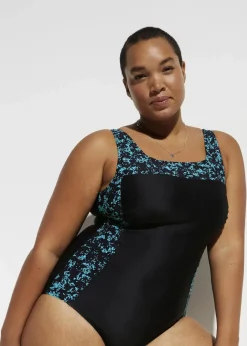 Damen bonprix Nachhaltigere Materialien|Sport Bademode|Medium Shape-Badeanzug mit eckigem Ausschnitt