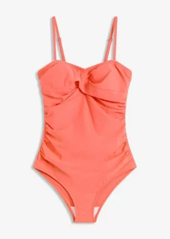 Damen bonprix Nachhaltigere Materialien|Badeanzüge|Medium Shape-Badeanzug mit Wickeloptik