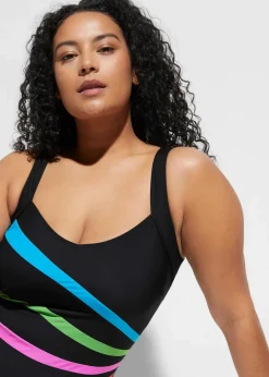 Damen bonprix Nachhaltigere Materialien|Bademode·Badeanzüge|Medium Shape-Badeanzug mit Einsätzen