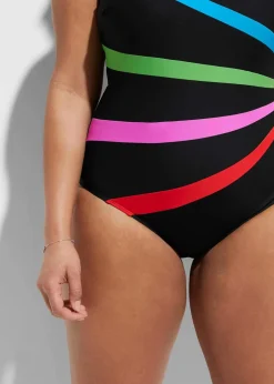 Damen bonprix Nachhaltigere Materialien|Bademode·Badeanzüge|Medium Shape-Badeanzug mit Einsätzen