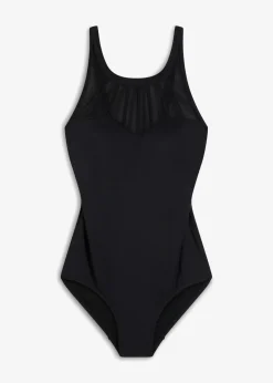 Damen bonprix Nachhaltigere Materialien|Shapewear|Medium Shape-Badeanzug mit transparentem Mesh