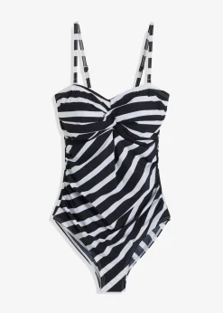 Damen bonprix Nachhaltigere Materialien|Badeanzüge|Medium Shape-Badeanzug mit Wickeloptik