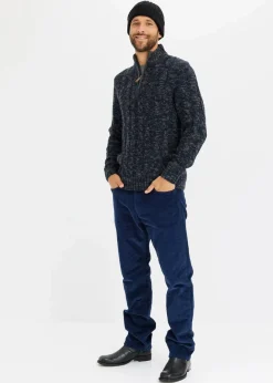 Herren bonprix Große Größen|Pullover & Strickjacken|Melierter Troyer-Pullover mit Zopfmuster