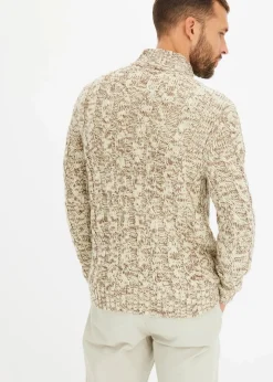 Discount Melierter Troyer-Pullover mit Zopfmuster Herren Pullover & Strickjacken|Große Größen