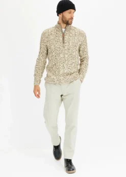 Discount Melierter Troyer-Pullover mit Zopfmuster Herren Pullover & Strickjacken|Große Größen