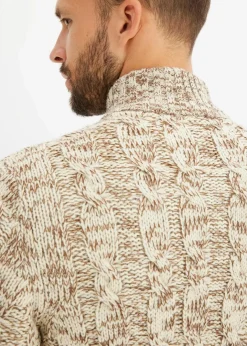 Discount Melierter Troyer-Pullover mit Zopfmuster Herren Pullover & Strickjacken|Große Größen