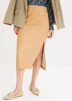 Discount Midi Lederimitat-Rock Damen Nachhaltigere Materialien|Röcke