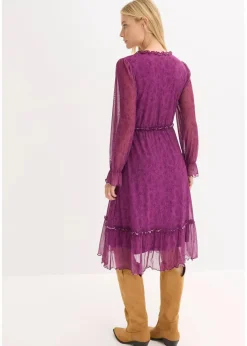 Online Midi-Jerseykleid aus Mesh Damen Bekleidung·Pullover & Strickjacken|Kleider