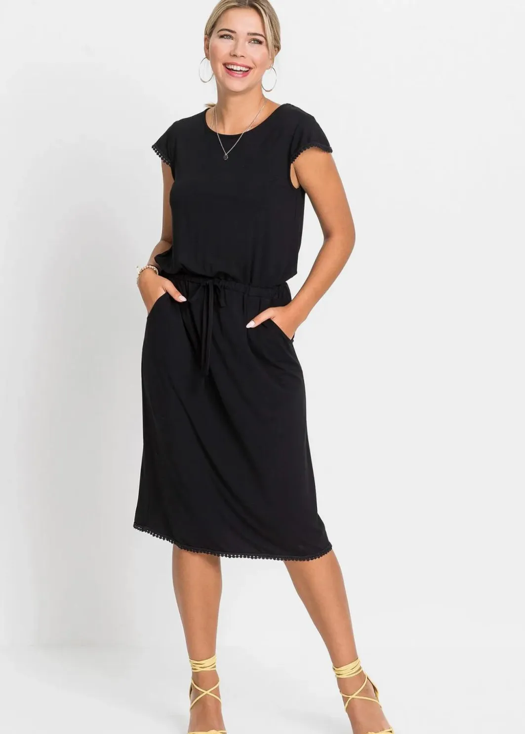 Outlet Midi-Jerseykleid aus nachhaltiger Viskose mit Elasthan Damen Nachhaltigere Materialien