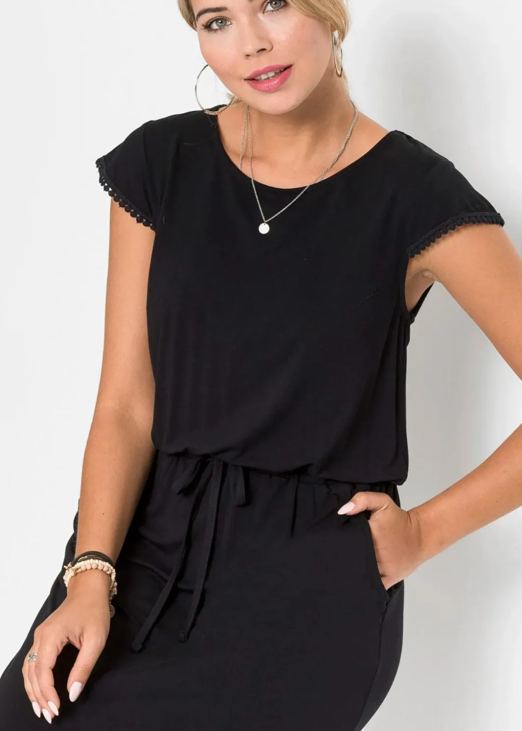 Outlet Midi-Jerseykleid aus nachhaltiger Viskose mit Elasthan Damen Nachhaltigere Materialien