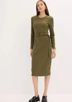 Damen bonprix Kleider|Nachhaltigere Materialien|Midikleid aus elastischem Baumwoll-Mix