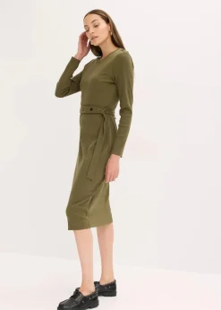 Damen bonprix Kleider|Nachhaltigere Materialien|Midikleid aus elastischem Baumwoll-Mix
