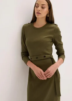 Damen bonprix Kleider|Nachhaltigere Materialien|Midikleid aus elastischem Baumwoll-Mix
