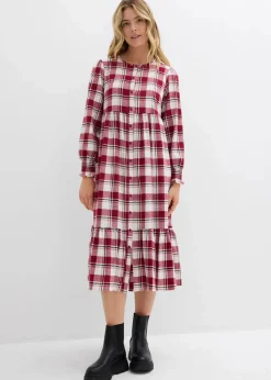 Hot Midikleid aus Flanell Damen Kleider|Bekleidung·Pullover & Strickjacken