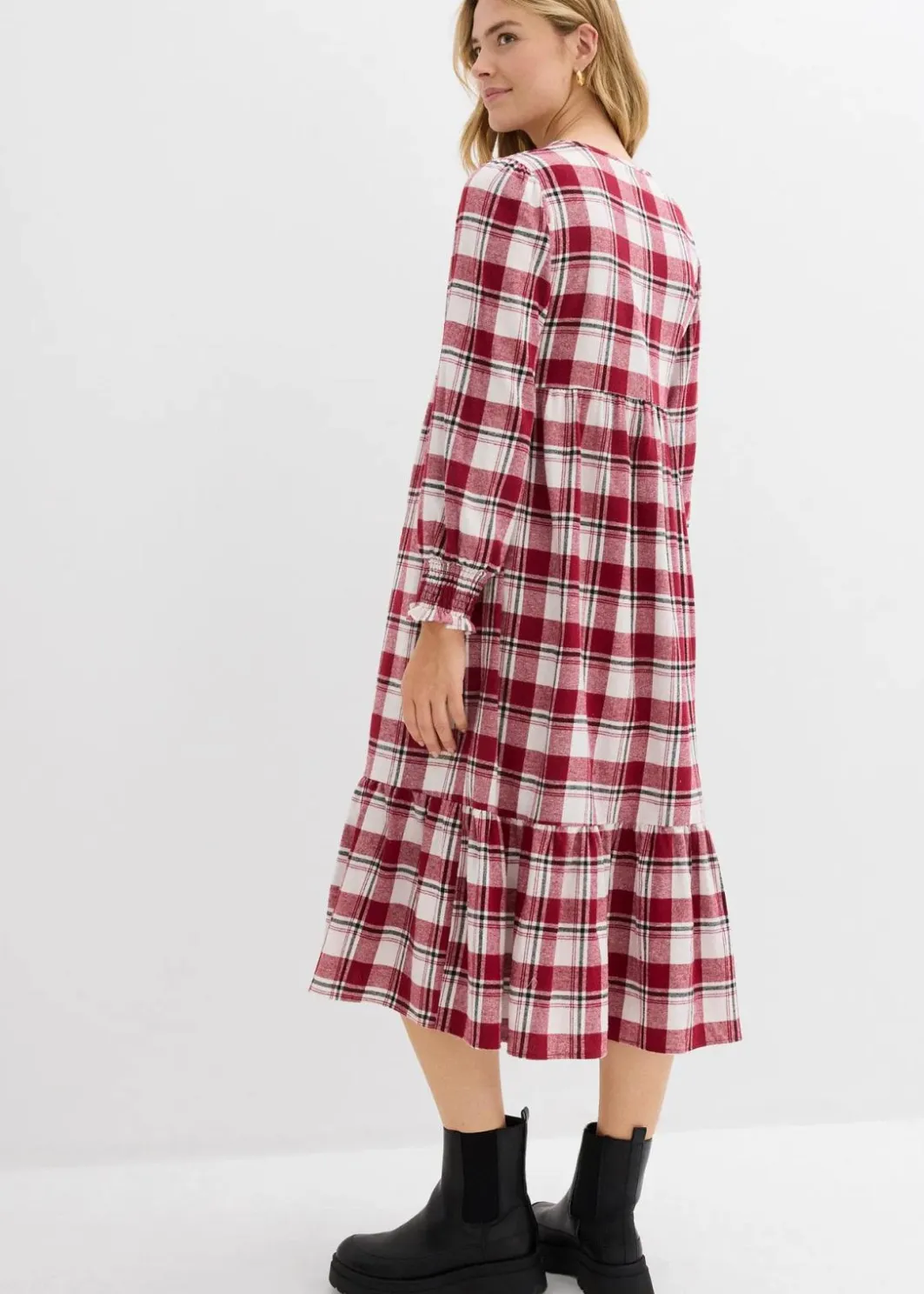 Hot Midikleid aus Flanell Damen Kleider|Bekleidung·Pullover & Strickjacken