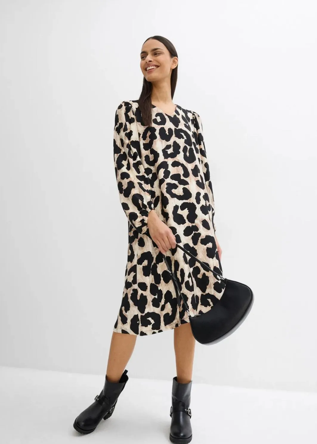 Best Midikleid aus fließendem Viskose-Mix Damen Bekleidung·Pullover & Strickjacken|Kleider