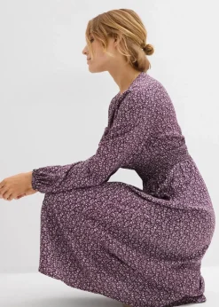 Damen bonprix Kleider|Bekleidung·Pullover & Strickjacken|Midikleid aus fließender Viskose
