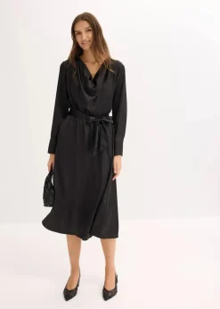 Damen bonprix Bekleidung·Pullover & Strickjacken|Kleider|Midikleid aus glänzendem Satin