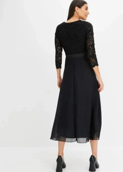 Best Midikleid aus leichtem Chiffon mit Spitzen-Oberteil Damen Kurzgrößen|Bekleidung·Pullover & Strickjacken