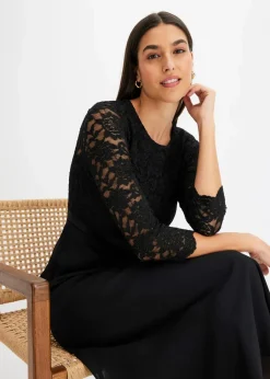 Best Midikleid aus leichtem Chiffon mit Spitzen-Oberteil Damen Kurzgrößen|Bekleidung·Pullover & Strickjacken