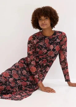 Damen bonprix Kleider|Bekleidung·Pullover & Strickjacken|Midikleid aus softem Mesh