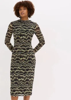 Damen bonprix Nachhaltigere Materialien|Kleider|Midikleid aus softem Mesh