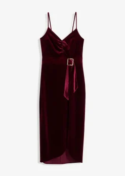 Damen bonprix Kleider|Midikleid aus softem Samt mit Spaghetti-Trägern