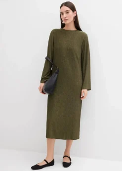 Damen bonprix Kleider|Bekleidung·Pullover & Strickjacken|Midikleid aus strukturiertem Crinkle