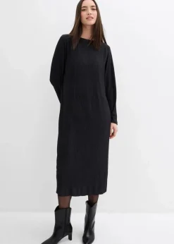 Damen bonprix Bekleidung·Pullover & Strickjacken|Kleider|Midikleid aus strukturiertem Crinkle