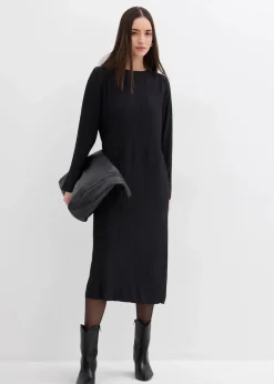 Damen bonprix Bekleidung·Pullover & Strickjacken|Kleider|Midikleid aus strukturiertem Crinkle