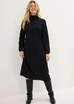 Damen bonprix Bekleidung·Pullover & Strickjacken|Nachhaltigere Materialien|Midikleid aus strukturiertem Crêpe