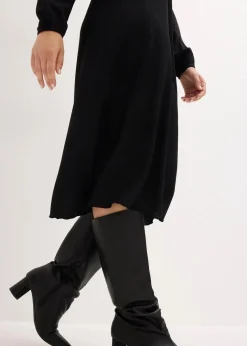 Damen bonprix Bekleidung·Pullover & Strickjacken|Nachhaltigere Materialien|Midikleid aus strukturiertem Crêpe