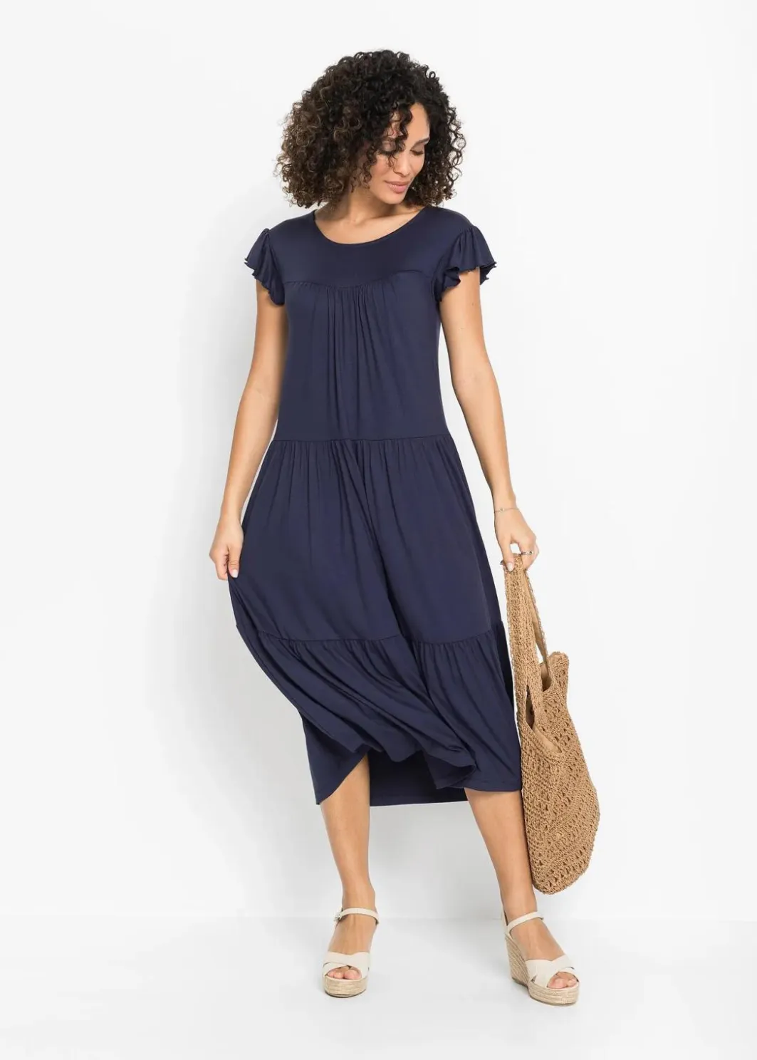 Damen bonprix Bekleidung·Pullover & Strickjacken|Kleider|Midikleid aus Viskose