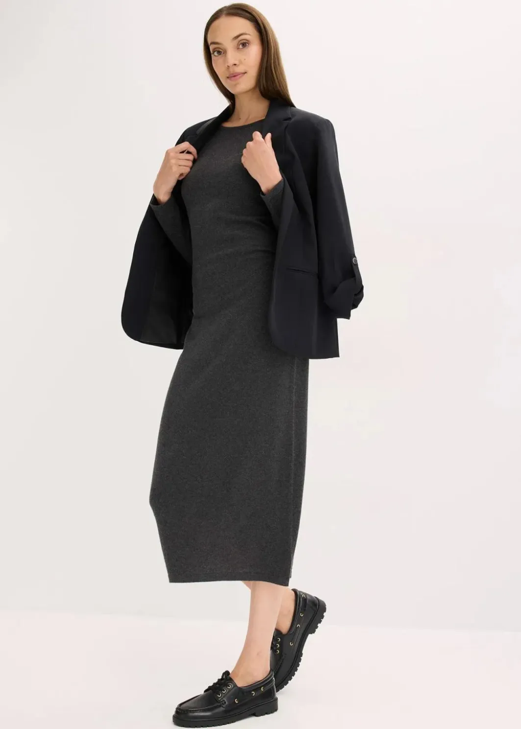 Damen bonprix Kleider|Midikleid aus weichem Kaschmir-Mix