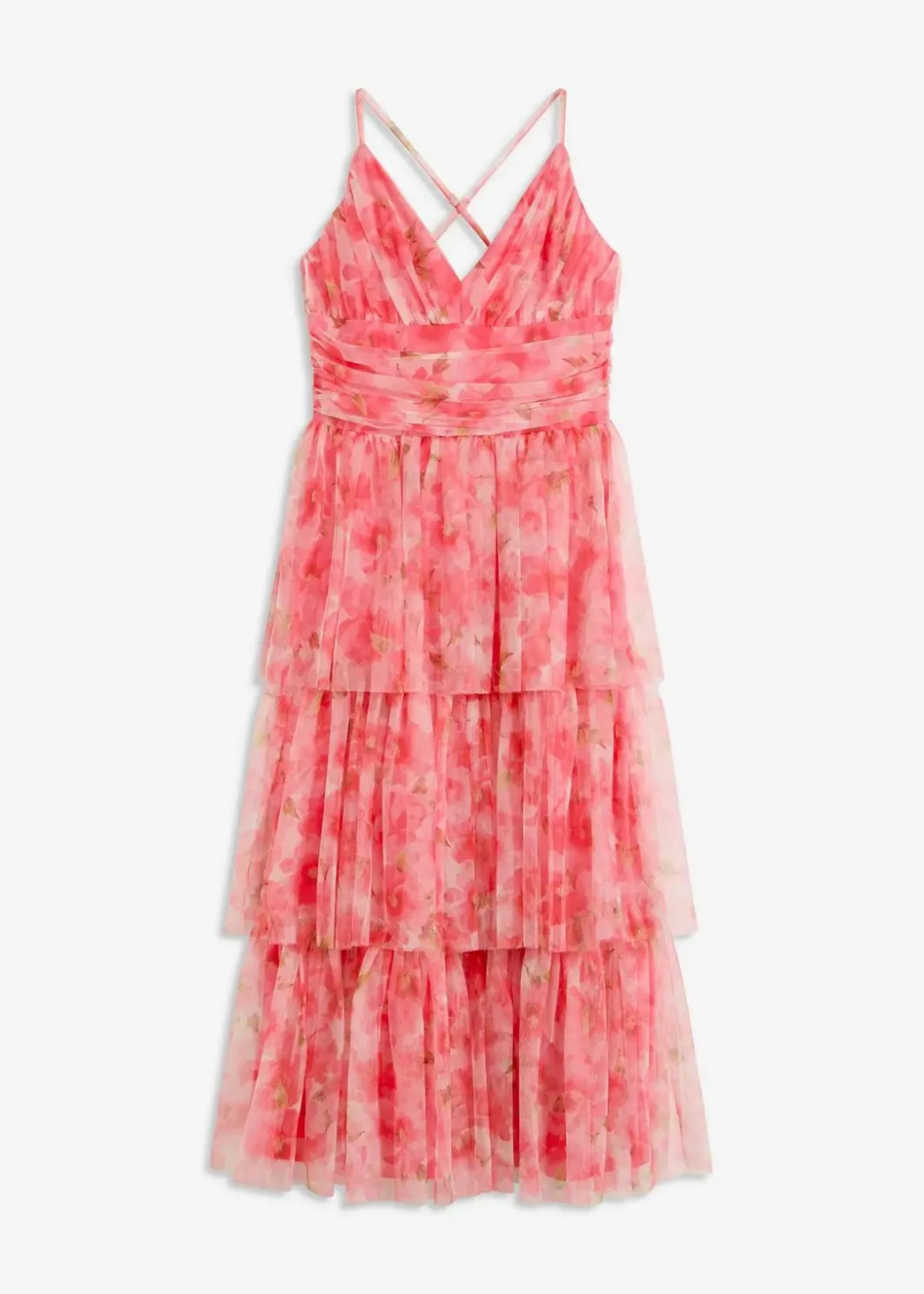 Damen bonprix Festliche Mode|Kleider|Midikleid aus zartem Tüll mit Volants